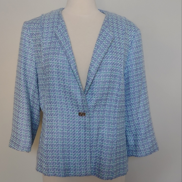 Blazer Size 18 SAG HARBOR Turn Lock Closure  Quarter Sleeve Pastels Plus Size - Picture 6 of 15